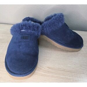 UGG Coquette Slippers Navy Blue Shearling Mule Size 10